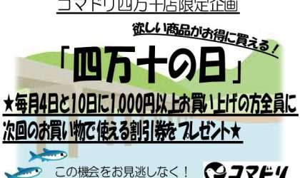 四万十店限定【４月のお得な割引券】のご案内♪